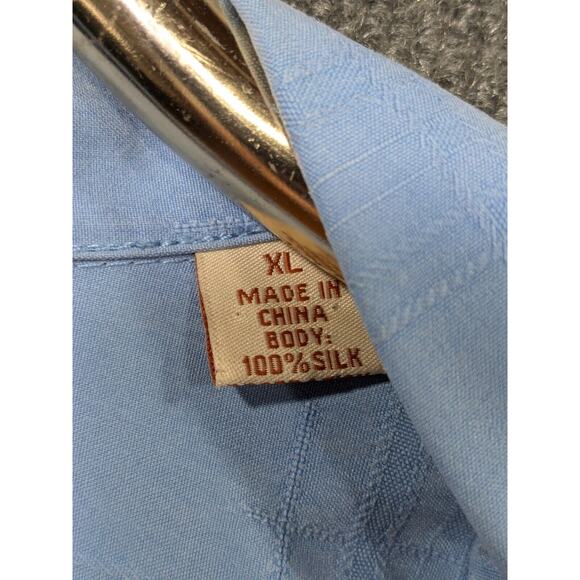 Tommy Bahama Embroidered Silk Shirt Mens XL Golf Martini Tropical Button Blue - Picture 10 of 14